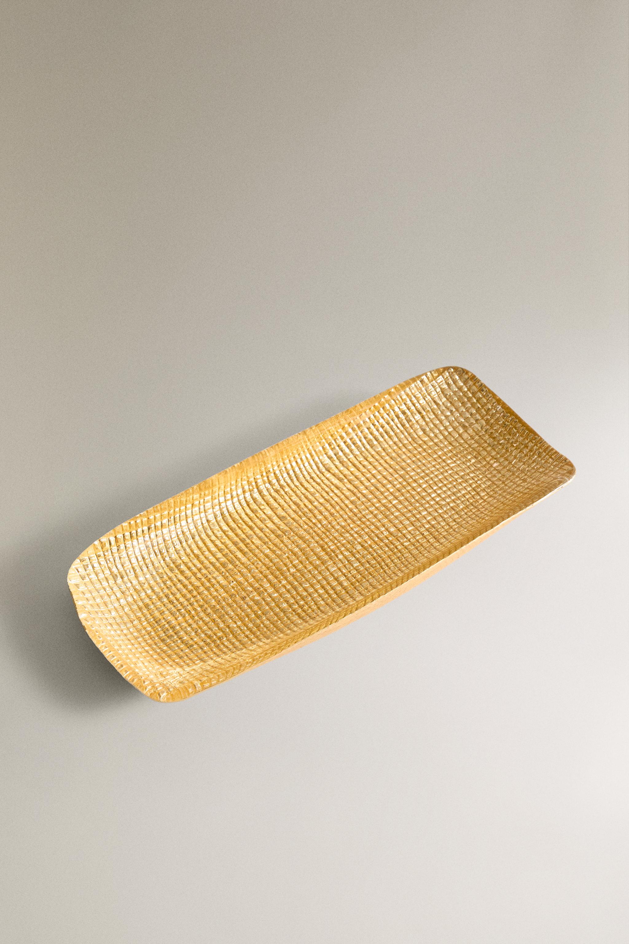 PLAT EN VERRE DORÉ IRRÉGULIER